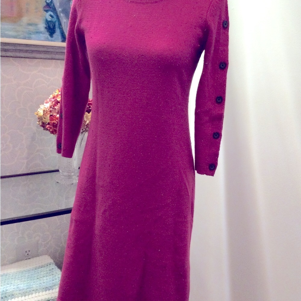 PRICE DROP! Magenta Pink Sweater Dress with Button Detail